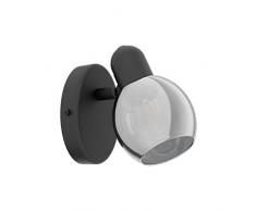 EGLO Wandlampe Pollica, 1 flammige Wandleuchte Modern, Wandstrahler innen aus Stahl und bedampftem Glas, Wohnzimmerlampe in schwarz, schwarz-Transparent, Flurlampe mit E14 Fassung