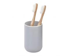 iDesign Cade Zahnbürstenhalter für das Waschbecken, kleiner Zahnbürstenständer aus Kunststoff, grau