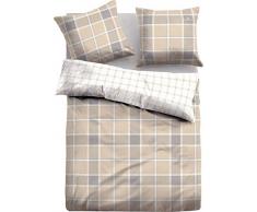TOM TAILOR 0009883 Flanell Bettwäsche Garnitur mit Kopfkissenbezug (Baumwolle) 1x 155x220 cm + 1x 80x80 cm, beige
