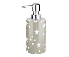WENKO Seifenspender Stella - Flüssigseifen-Spender, Spülmittel-Spender Fassungsvermögen: 0,38 l, Keramik, 8,5 x 18 x 7 cm, taupe