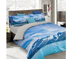 Italian Bed Linen Bettwäsche mit Digitaldruck A Abdeckung insgesamt auf Sack und über Kissenbezüge 2 Sitzer 100% Baumwolle 250x200x1 cm Multicolor 13