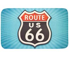 WENKO 21583100 Badteppich Vintage Route 66, 100 % Polyester, Mehrfarbig
