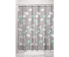 iDesign Daizy Duschvorhang | Designer Duschvorhang mit stabiler Aufhängung| zeitlos schöner Badewannenvorhang 183,0 cm x 183,0 cm | Polyester grau/mint