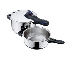 WMF Perfect Plus Schnellkochtopf Set 2-teilig 4,5l + 3,0l, Schnelltopf 22 cm, Cromargan Edelstahl poliert, Induktion, 2 Kochstufen, Einhand-Kochstufenregler