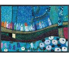 wash+dry Fußmatte Stadt in Blau, 75x120 cm, innen und außen, waschbar, blau