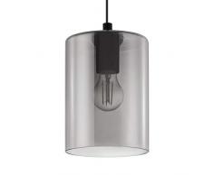 EGLO Pendelleuchte Cadaques 1, 1 flammige Hängelampe Modern, Elegant, Hängeleuchte aus Stahl und Glas in schwarz, schwarz-Transparent, Esstischlampe, Wohnzimmerlampe hängend mit E27 Fassung