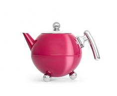 Bredemeijer Teekanne Bella Ronde, pink, Beschläge chromfarben, 1,2L, Edelstahl, Rosa, 161x248x181mm
