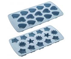 Zenker Schokopralinenform CANDY, Herz- oder Sternform - nicht frei wählbar, Silikon-Backform, Eiswürfelform (Farbe: Eisblau), Menge: 1 Stück