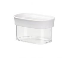 Emsa 513554 Stapelbare Vorratsdose für Trockenvorräte, 100 % Keimfrei, Volumen 0.18 Liter, Rechteckig, Weiß/Transparent, Optima