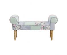Kare Design Sitzbank Wing Patchwork Powder, kleine, gepolsterte Schuhbank, Polsterbank im Barock Stil, Grau-Mint (H/B/T) 54x100x30cm