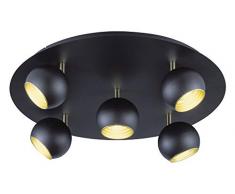 Trio Leuchten Dakota 604600532 Deckenleuchte, Metall, Schwarz Matt/Gold