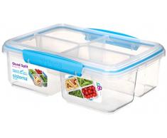 Sistema to go Quad Split Frischhaltedose, transparent mit farbigem Clips, 1,7 l