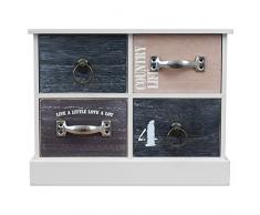 Multistore 2002 Lagerräumung - Schrank 27x21x11cm mit 4 Schubladen Schränkchen Kommode Schubladenschrank Vintage-Stil