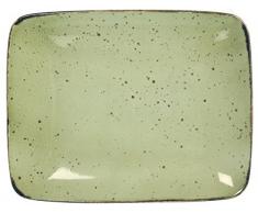H&H Mimosa Set, Steingut rechteckige Teller 29 X 23 Cm grün