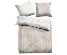 TOM TAILOR 0849791 Melange-Flanell Bettwäsche Garnitur mit Kopfkissenbezug (Baumwolle) 1x 135x200 cm + 1x 80x80 cm, Taupe