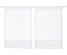 Home Fashion FENSTERBILDER LEINENSTRUKTUR Lochstickerei, Stoff, weiß, 45 x 30 cm