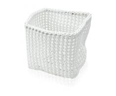 Möve Tube Quadratischer Korb 15 x 15 x15 cm aus formbarem Kunststoff, Off White
