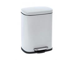 WENKO Treteimer Leno Easy-Close - Mülleimer mit Absenkautomatik, Stahl, 21.5 x 19 x 29.5 cm, Weiß