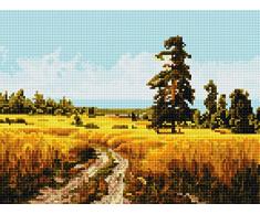 Diamond Vollbedeckung mit Holzrahmen Painting Set Bild 30 x 40 Diamant Malerei Stickerei Handarbeit Basteln Mosaik Steine Blumen Korb Haus am Bach (EJ253)