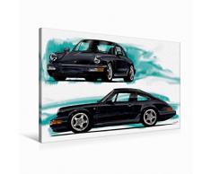Premium Textil-Leinwand 90 cm x 60 cm quer Porsche 911/964 | Wandbild, Bild auf Keilrahmen, Fertigbild auf echter Leinwand, Leinwanddruck