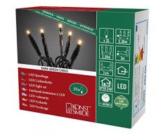 Konstsmide 6352-820 Micro LED Lichterkette / für Innen (IP20) / VDE geprüft / 24V Innentrafo / 35 bernsteinfarbene Dioden / schwarzes Kabel