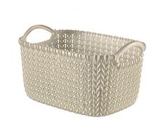 CURVER Strickoptik XS 3 Liter Aufbewahrungskorb, Plastik, Oasis White, 24.8 x 17.5 x 13.8 cm