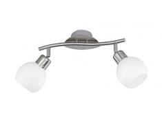 Trio Leuchten LED-Balken in Nickel inklusiv 2x E14, 4 Watt LED, Breite 30 cm, Glas opal matt weiß 824810207