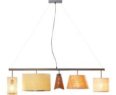 Kare 61932 Hängeleuchte Parecchi Nature, Gestell: Stahl lackiert, Schirm: Polystyrol, Rattan, Polyester, Kork Spanplatte furniert, Textil polyurethanbeschichtet, 230 Volt, transparent