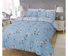 Sleepdown Geo Floral Blue Bettwäsche-Set, blau, Einzelbett