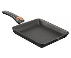 SKK 24414 Titan Induction, eckige Guss-Bratpfanne, 24 x 24 x 4 cm, antihaft-beschichtete Pfanne, induktionsgeeignet, keramisch verstärkt, mit abnehmbarem Griff, Backofen-fest, Made in Germany