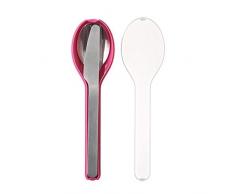 Rosti Mepal Besteck-Set Ellipse, Edelstahl/Polypropylen, 19,5 x 5,1 x 2,3 cm, 3-teilig, Rose, 19.5 x 5.1 x 2.3 cm