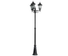 EGLO Außen-Stehlampe Navedo, 3 flammige Außenleuchte, Stehleuchte aus Aluguss und Glas, Farbe: Schwarz, silber-patina, Fassung: E27, H: 220 cm, IP44