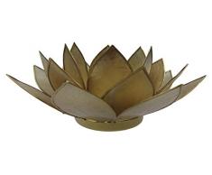 Trimontium Teelichthalter Rauchquarzschimmer in Form Einer dreiblättrigen Lotusblüte, Capiz-Muschel, rauchquarz, 14 x 14 x 8 cm