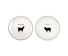 ASA Lignenoire Käseteller Im Set, Porzellan, Weiß/Schwarz, 21 cm, 2-Einheiten