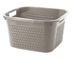 Sundis Country Wäschekorb in Rattan - Optik, Kunststoff (PP), cappuccino, 22 Liter (43,5 x 33,5 x 22,2 cm)