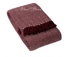 Über Home Überwurf, Fischgrätmuster, Baumwolle, Marron/Natur, doppelt