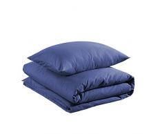 AmazonBasics – Bettwäsche-Set, aus leichter Baumwolle, 135 x 200 cm / 50 x 80 cm, Navy