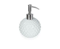 möve Pearl Seifenspender 9,5 x 15 cm aus Keramik mit Edelstahl, snow