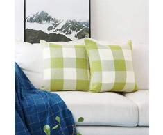 HOME BRILLIANT 2 Stück Modern Checker Plaids Überwurf Kissenbezug 18x18 Checker/Plaid Set-Grass Green