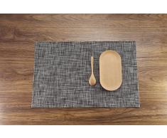 HYSENM 4 Stücke Placemats Platzmatten Tischsets Tischmatten Platzsets Platzdeckchen 45 * 30cm PVC geflochten dick waschbar Kunststoff Rutschfest Braun/Grün/Grau/Beige usw, Grau