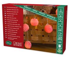 Konstsmide 3191-343 LED Dekolichterkette pinke Papierlaternen / für Innen (IP20) / 24V Innentrafo / 12 warm weiße Dioden / transparentes Kabel