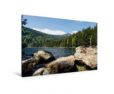 Calvendo Premium Textil-Leinwand 120 cm x 80 cm Quer, Idyllischer See | Wandbild, Bild auf Keilrahmen, Fertigbild auf Echter Leinwand, Leinwanddruck: Idyllischer See im Bayerischen Wald Natur Natur