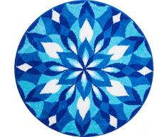 Grund Badteppich 100% Polyacryl, ultra soft, rutschfest, ÖKO-TEX-zertifiziert, 5 Jahre Garantie, FREUDENFLÜGEL, Badematte 60 cm rund, blau