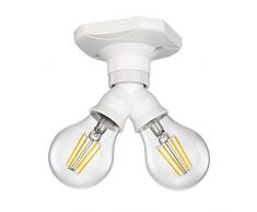 ledscom.de LED Deckenleuchte Elektra eckig 2-flammig inkl. E27 Lampen weiß je 400lm