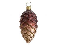 Thüringer Weihnacht, Natur-Farben, bronzegold/braun, Glasperlen, 3 Stück Christbaumschmuck aus Glas, Tannenzapfen, 8 x 4 x 4 cm, 3-Einheiten