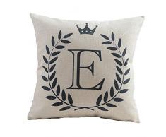 HYSENM Kissen Rückenkissen Kissenbezug Monogramm 45*45cm/55*55cm Baumwolle und Leinen Wohnzimmer, Kissenhülle E 45 x 45 cm