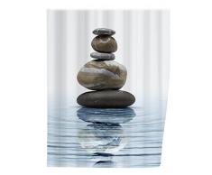 WENKO 20961100 Duschvorhang Meditation, waschbar, mit 12 Duschvorhangringen, Polyester, 200 x 180 cm, Mehrfarbig