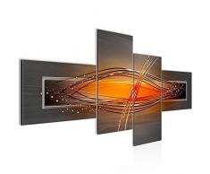 Bilder abstrakt Wandbild 150 x 60 cm Vlies - Leinwand Bild XXL Format Wandbilder Wohnzimmer Wohnung Deko Kunstdrucke Orang 4 Teilig - Made IN Germany - Fertig zum Aufhängen 103345a