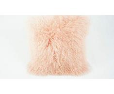 bokke Tibet Lammfell Kissen, Natürliches, Pfirsich, 40x40cm