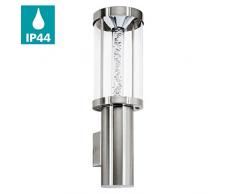 EGLO LED Außen-Wandlampe Trono Stick, 2 flammige Außenleuchte, Wandleuchte aus Edelstahl, Glas und Kunststoff, Farbe: Silber, Fassung: GU10, IP44